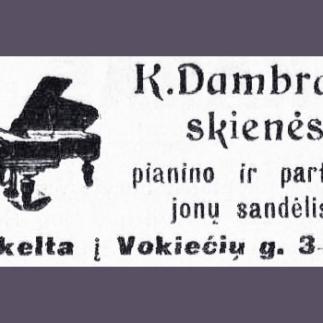 1914 - K. Dambrauskienės pianino ir partepijonų sandėlys