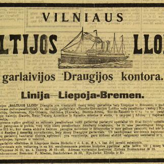 1914 - Vilniaus „Baltijos Lloido“ garlaivijos Draugijos kontora