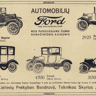 1922 - Automobiliai „FORD“