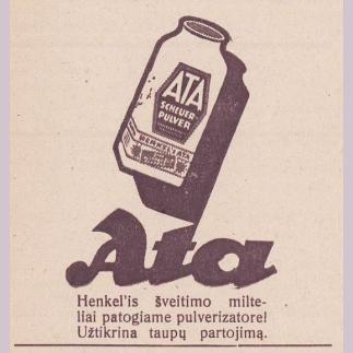 1928 - „Henkel'is“ šveitimo milteliai patogiame pulverizatore! / „ATA“ šveitimo milteliai