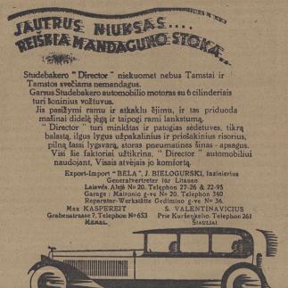 1928 - Jautrus niuksas... Reiškia mandagumo stoką... / „STUDEBAKER“