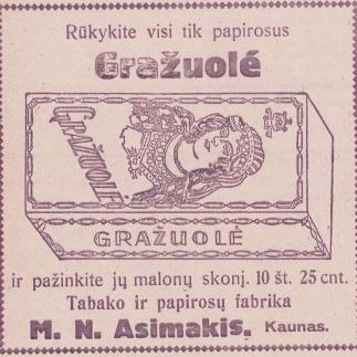 1928 - Rūkykite visi tik papirosus „Gražuolė“