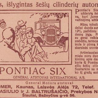 1928 - Stiprus, išlygintas šešių cilinderių automobilis / „PONTIAC SIX“ automobilis