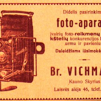 1929 - Foto - aparatų ir foto - reikmenų prekyba - Br. Vicmanas