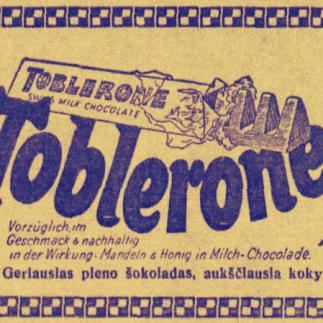 1929 - Geriausias pieno šokoladas, aukščiausia kokybė „Toblerone“