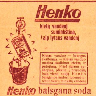 1929 - „Henko“ soda suminkština vandenį