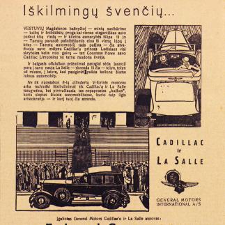 1929 - Iškilmingų švenčių... / „Cadillac“ ir „La Salle“