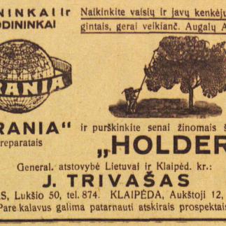 1929 - Naikinkite vaisių ir javų kenkėjus „URANIA“ preparatais