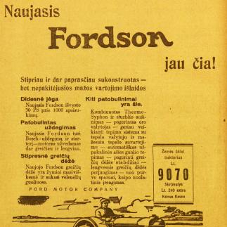 1929 - Naujausias „FORDSON“ jau čia!