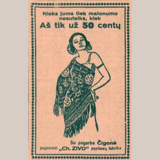 1929 - Pagaminti „Ch. Zivo“ papirosų fabrike / Su pagarba Čigonė