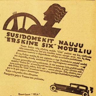 1929 - Susidomėkit nauju „Erskine six“ modeliu