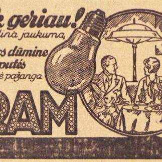 1929 - Viduje nudažytos dūmine spalva lemputės „OSRAM“