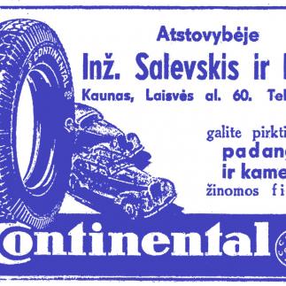 1938 - Galite pirkti geras padangas ir kameras žinomos firmos „Continental“