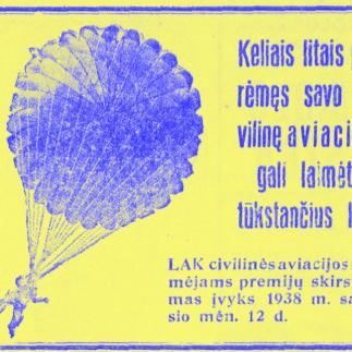 1938 - Keliais litais parėmęs savo civilinę aviaciją, gali laimėti tūkstančius litų
