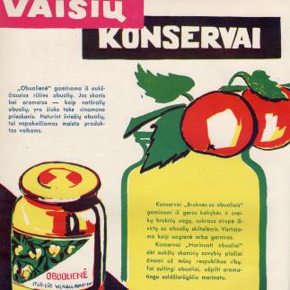1960 - Vaisių konservai „Obuolienė“, „Bruknės su obuoliais“