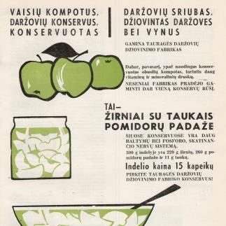 1966 - Pirkite Tauragės daržovių džiovinimo fabriko konservus!
