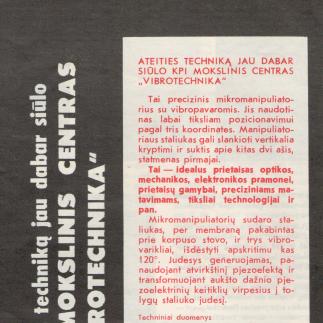 1988 - Ateities techniką jau dabar siūlo KPI mokslinis centras „Vibrotechnika“