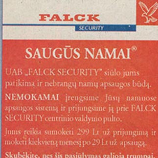 2000 - Apsaugos sistemos „FALCK SECURITY“