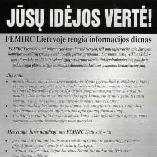 1997 - FEMIRC Lietuvoje rengia informacijos dienas