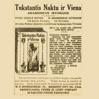 1939 - Knygos „Tūkstantis naktų ir viena“ reklama