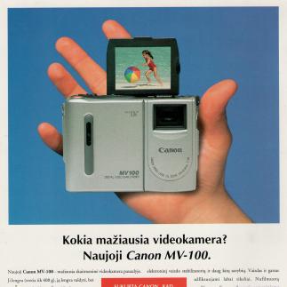 1998 - Kokia mažiausia videokamera? Naujoji Canon MV-100