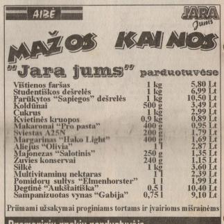 2000 - Mažos kainos „Jara Jums“ parduotuvėse