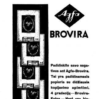 1932 - Kiečiausias bromo sidabro popierius „BROVIRA-Extra-Hart“