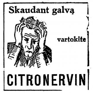1939 - Skaudant galvą vartokite „Citronervin“