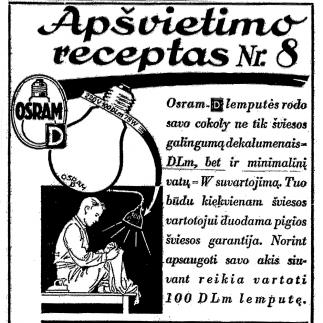 1937 - Apšvietimo receptas Nr. 8