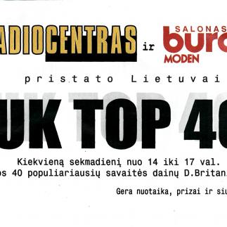 1996 - Radiocentras ir salonas „Burda Moden“ pristato UK TOP 40