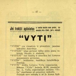 1915 - Skaityk laikraštį „Vytis“