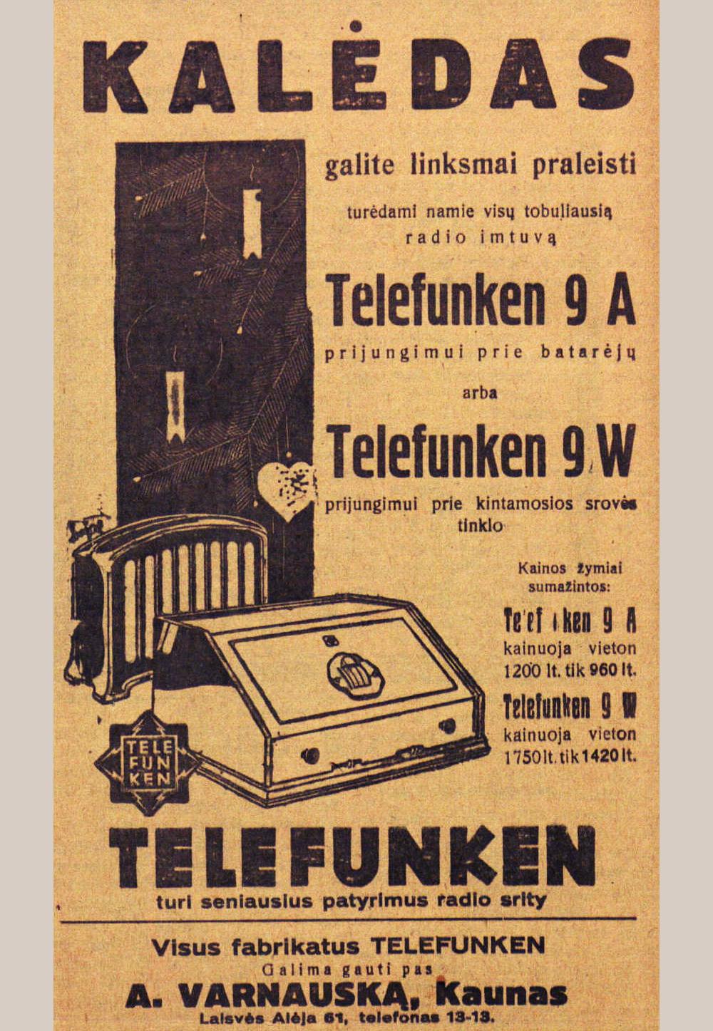 Kalėdas galite linksmai praleisti turėdami namie visų tobuliausią radio imtuvą „Telefunken 9W“