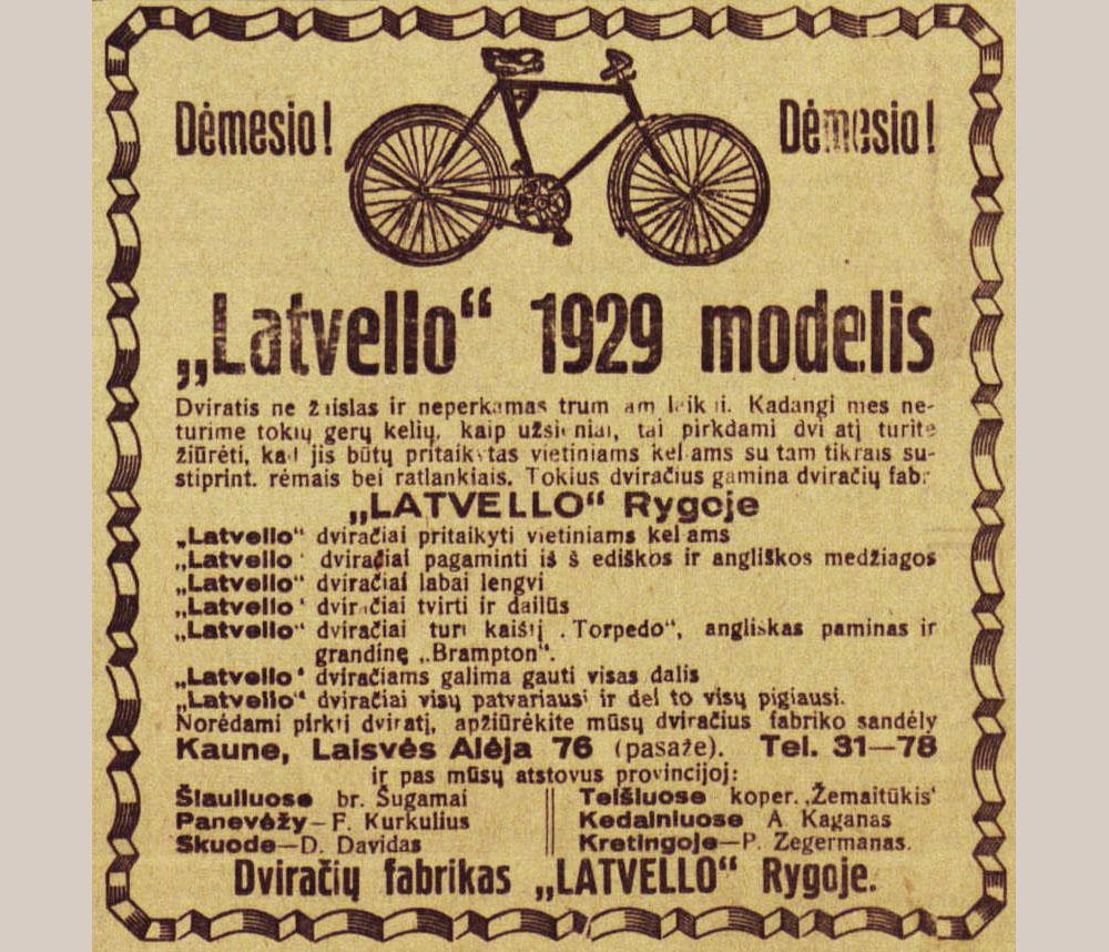 „Latvello“ dviratis / 1929 metų modelis