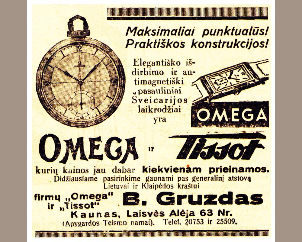 „OMEGA“ ir „Tissot“ laikrodžiai