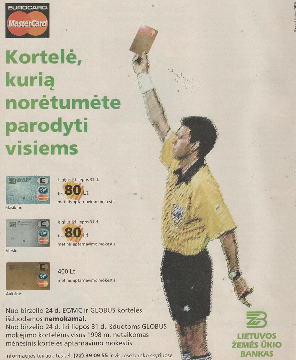 „Lietuvos Žemės Ūkio“ banko mokėjimo kortelės