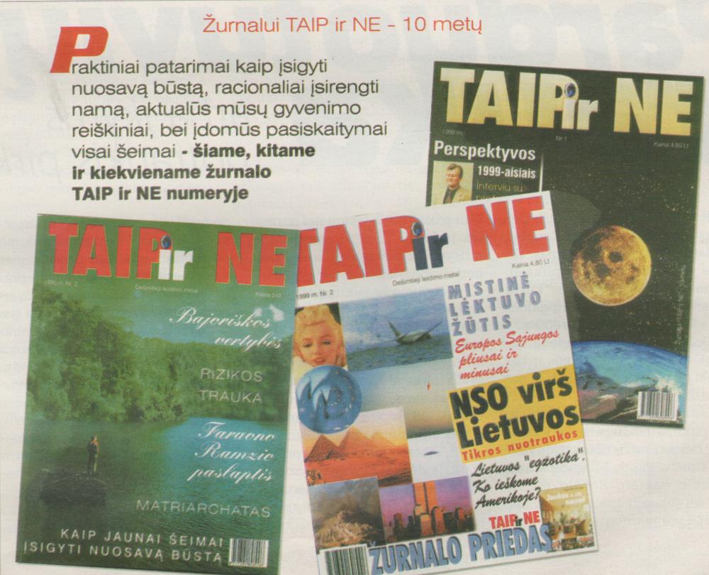 Žurnalui „TAIP ir NE“ jau 10 metų!