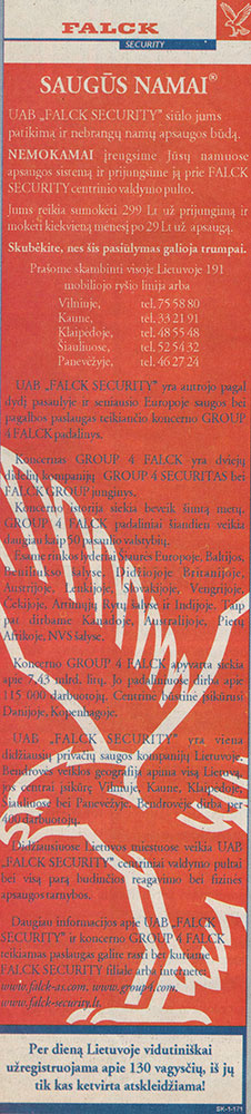 Apsaugos sistemos „FALCK SECURITY“