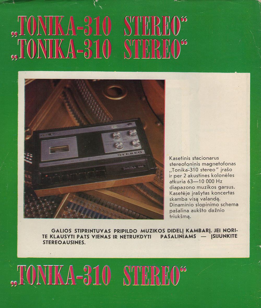 Kasetinis stacionarus stereofoninis magnetofonas „Tonika-310 Stereo“
