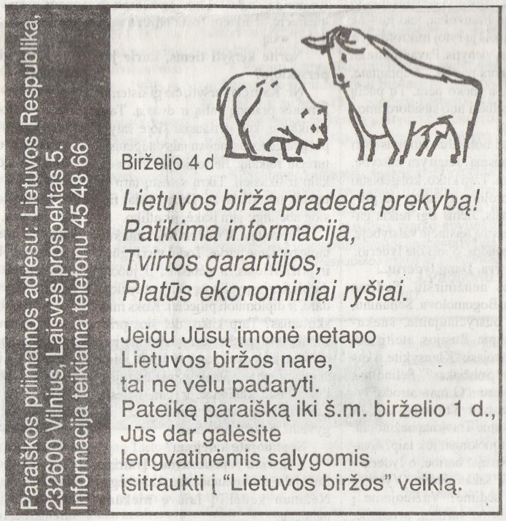 Lietuvos birža pradeda prekybą!