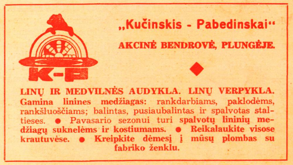 Linų ir medvilnės audykla „Kučinskis - Pabedinskai“