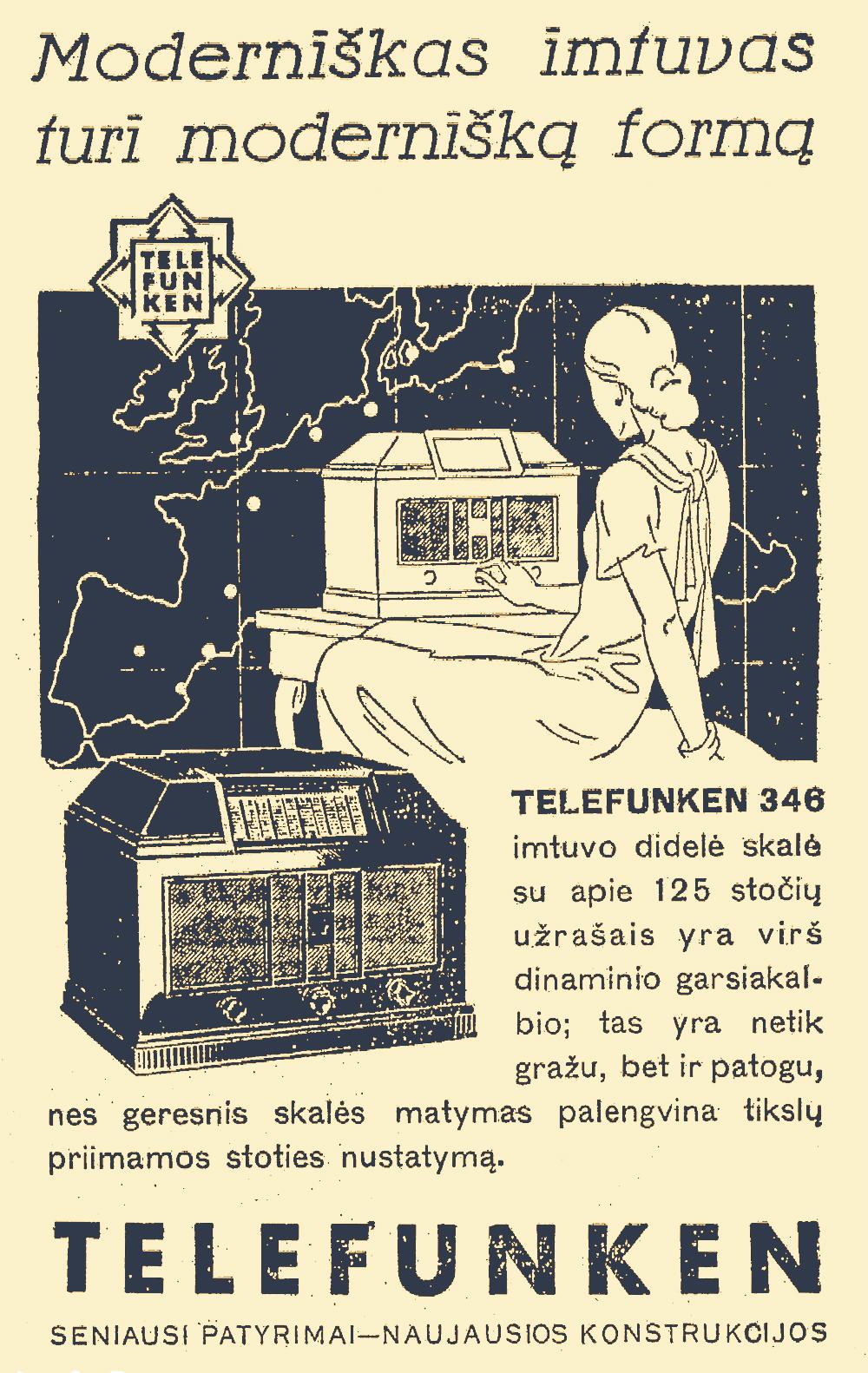 Moderniškas imtuvas „TELEFUNKEN 346“