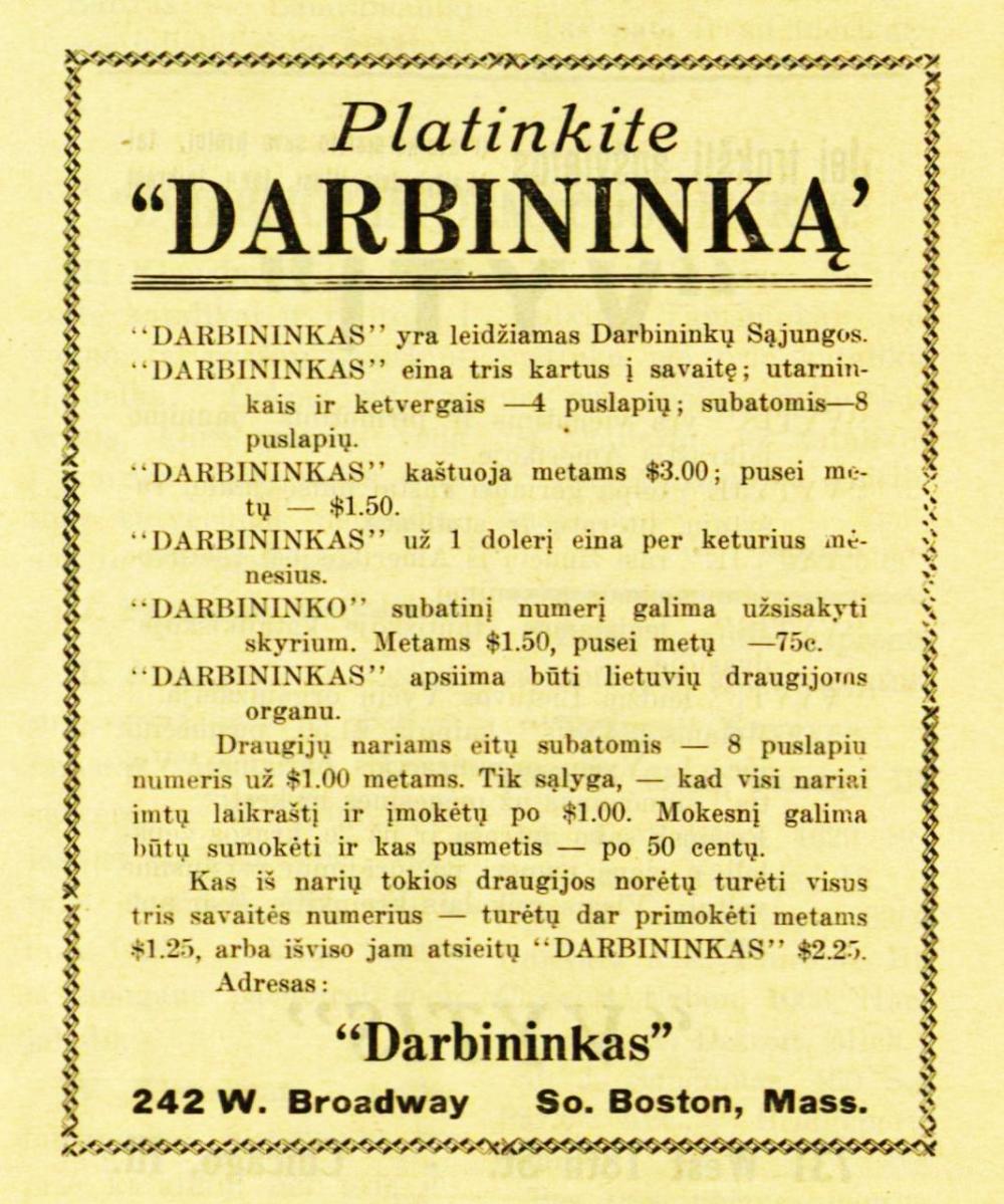 Platinkite laikraštį „Darbininkas“ 