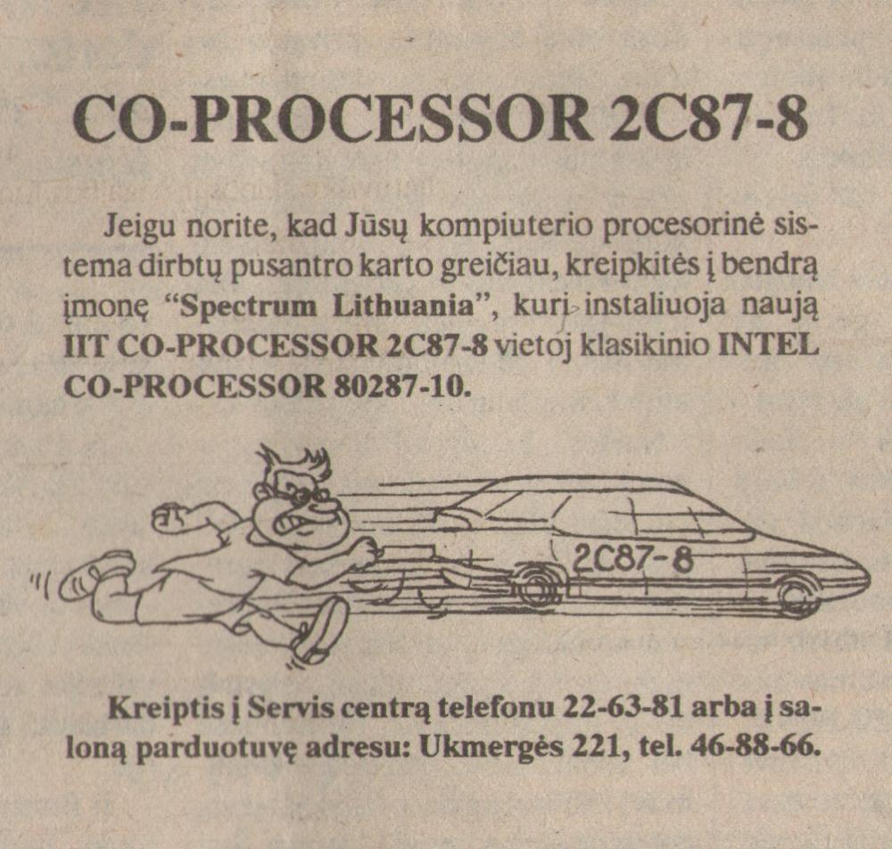 Procesorinė sistema „CO-PROCESSOR 2C87-8“