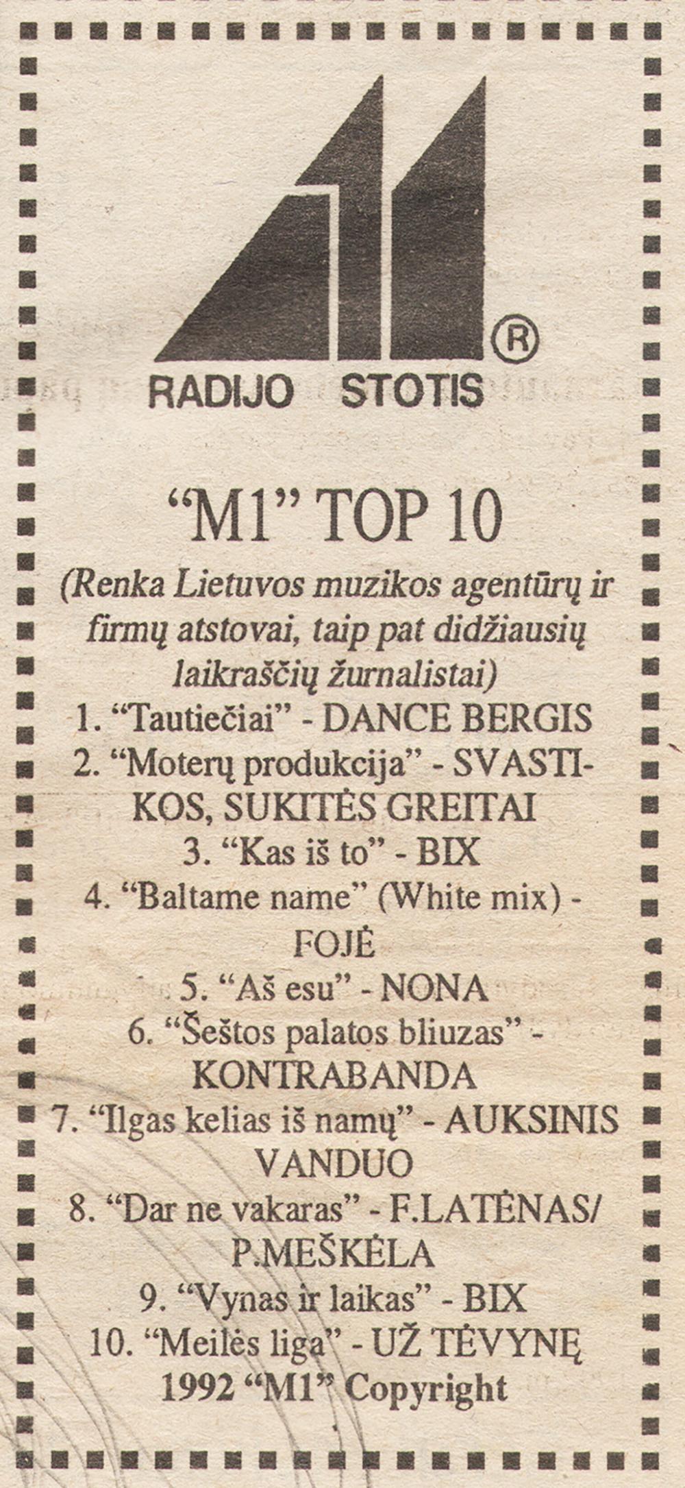 Radio stoties „M - 1“ Top 10