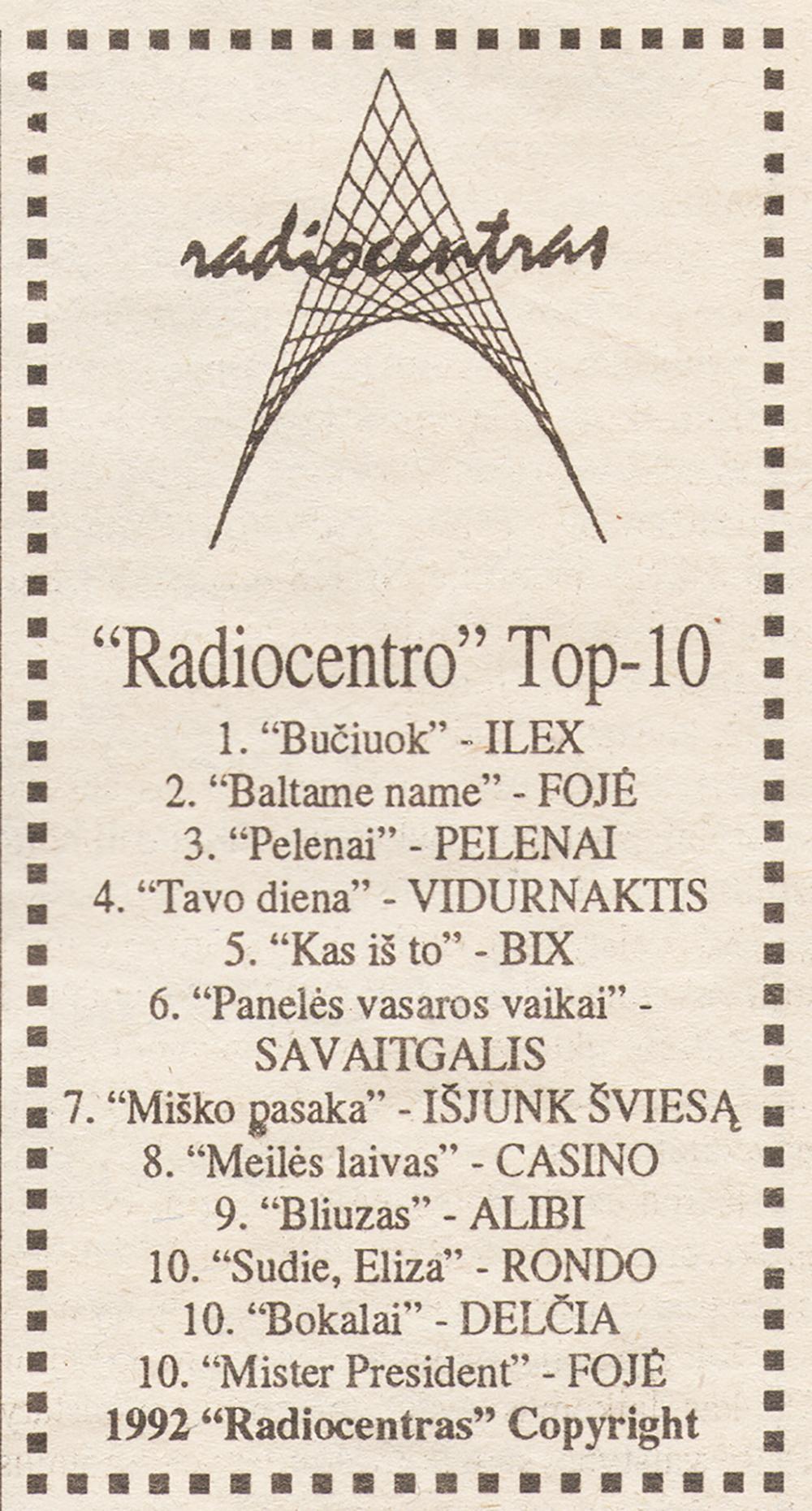 Radio stoties „Radiocentras“ Top 10